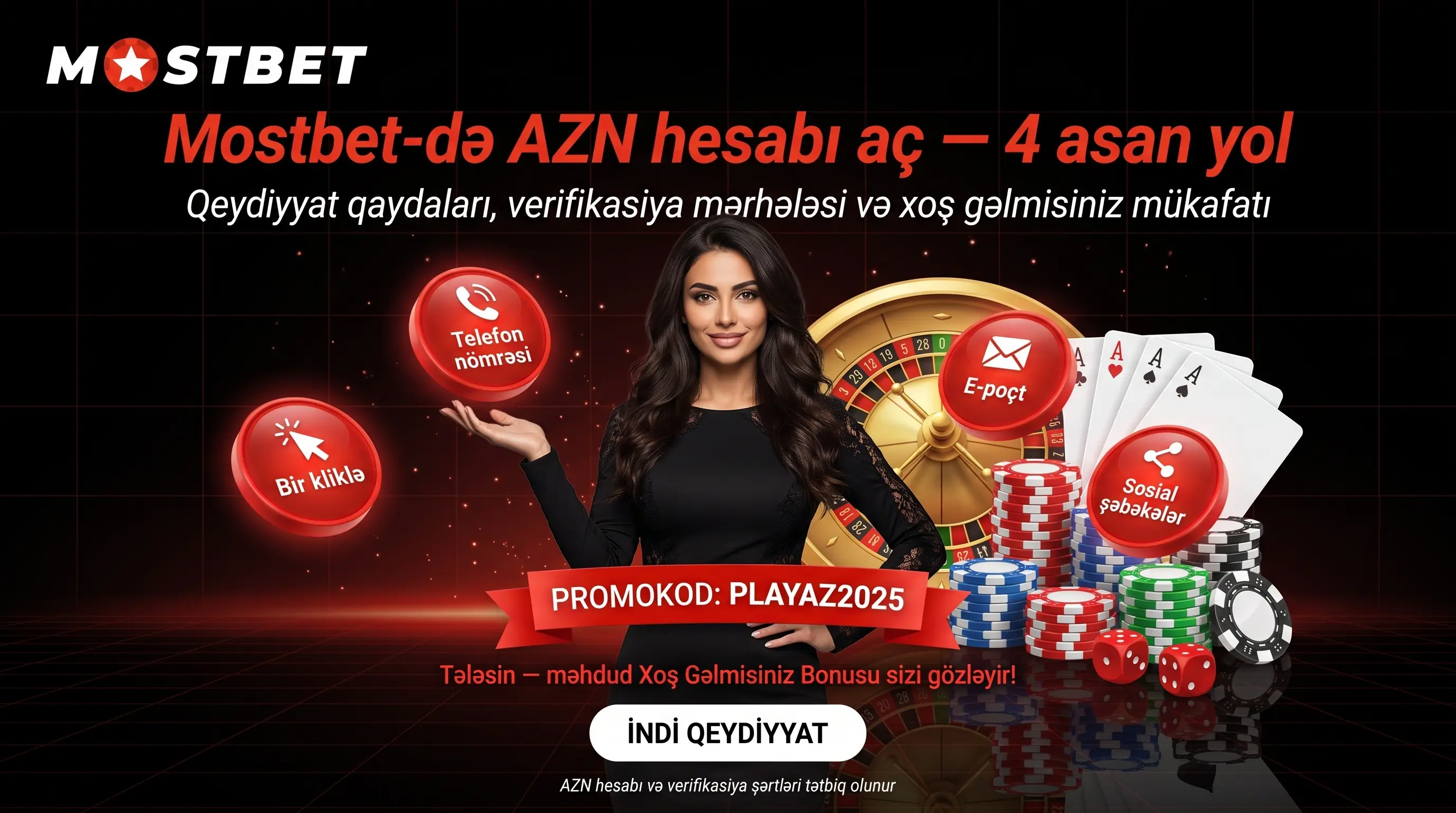 Qeydiyyat Mostbet hesab yaratma və təsdiqləmə ekranı