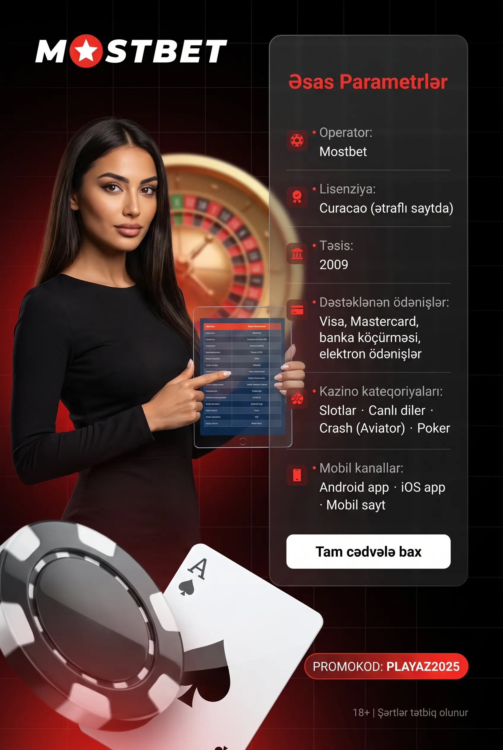 Mostbet platforma xüsusiyyətlərinin cədvəli