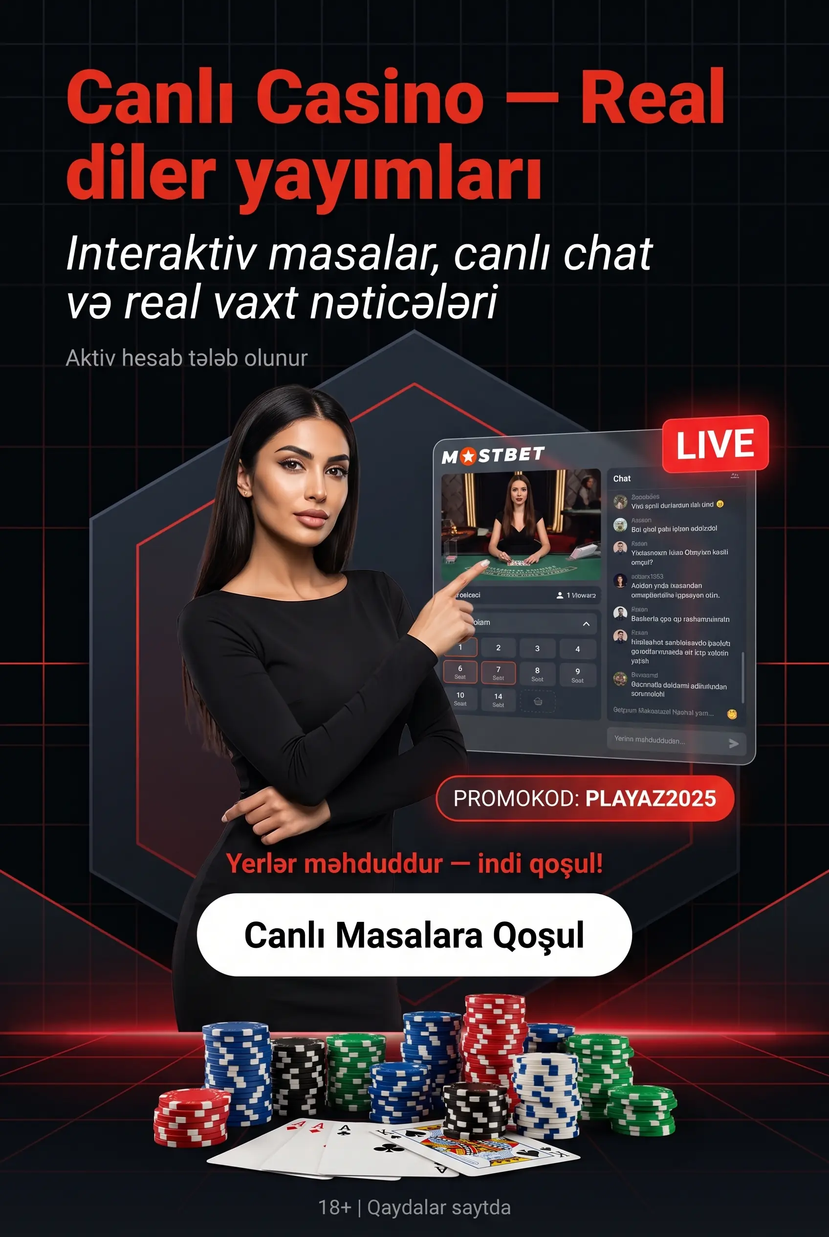 Mostbet canlı kazino modulu